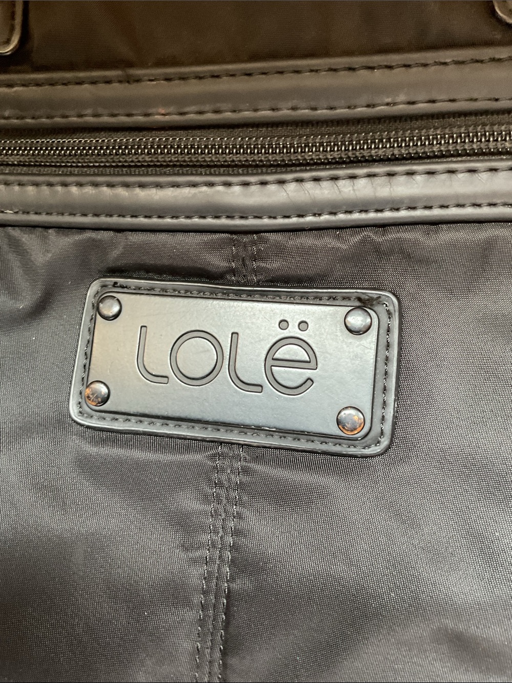 Lole Black Nylon Tote with Front Zip Pocket and Logo Plaque - Picture 5 of 7